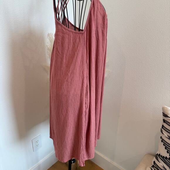 Elan Mauve Pink Strappy Mini Flowy Crinkle Cover Up Sundress – Size Medium NEW - Picture 5 of 12